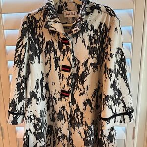 Joseph Ribkoff black and white jacket with red accent buttons